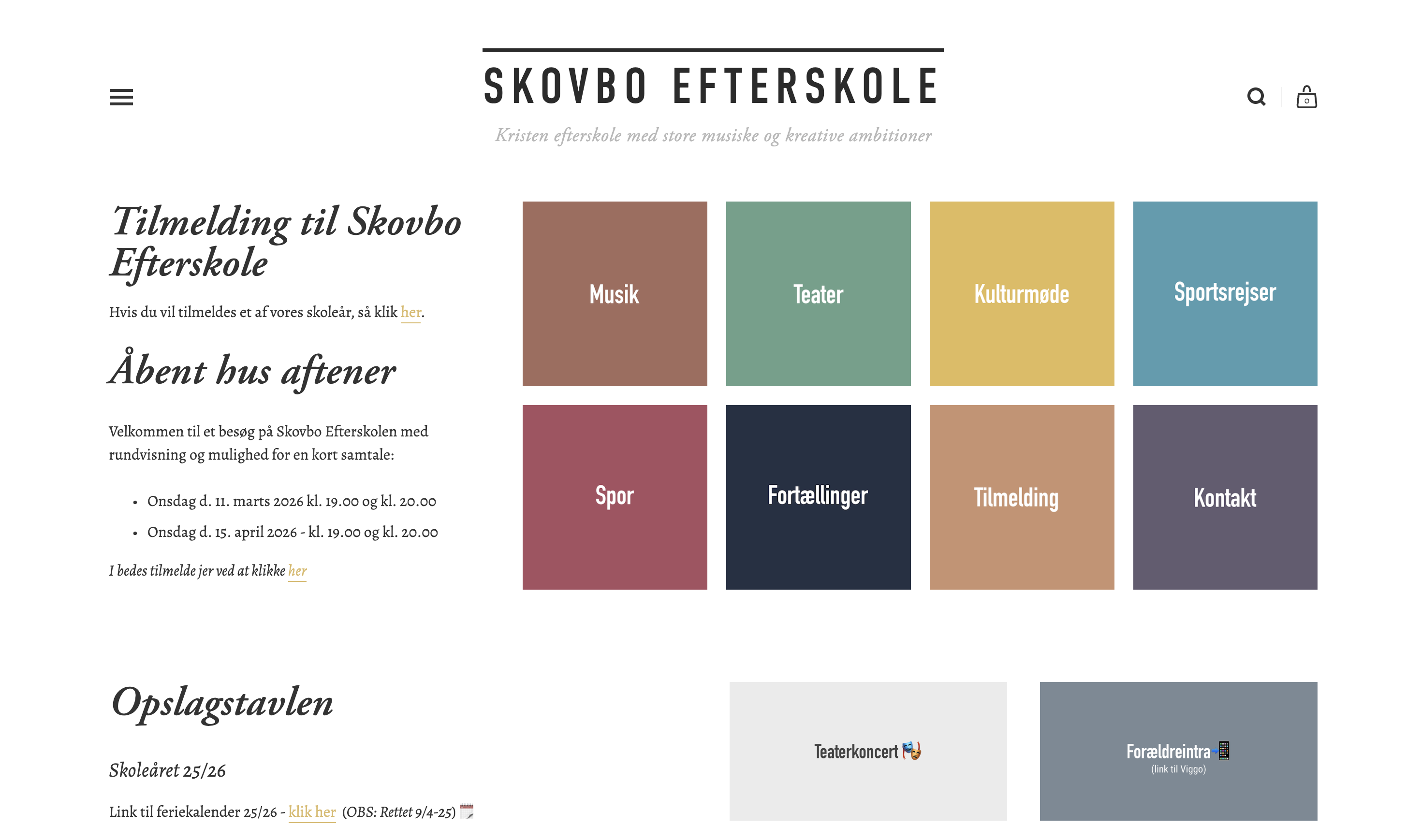 Skovbo Efterskole — website cover
